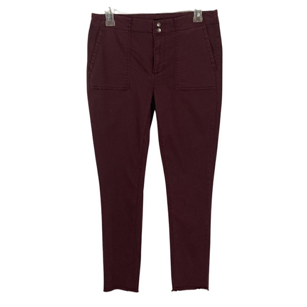 Tinsel Women’s Jeans Burgundy Size 28 (28 x 26) Rough Hem Mid Rise Straight Leg